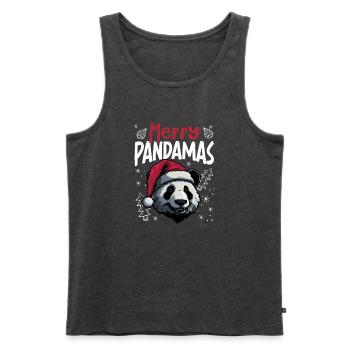Motif de Noël drôle de panda joyeux Pandamas - Débardeur bio Premium Homme - anthracite chiné - Devant - Michal (187cm)