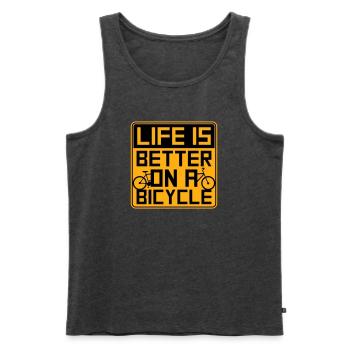 La vie est meilleure à vélo. Cyclisme Sport - Débardeur bio Premium Homme - anthracite chiné - Devant - Michal (187cm)