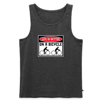 La vie est meilleure à vélo. Cyclisme Sport - Débardeur bio Premium Homme - anthracite chiné - Devant - Michal (187cm)