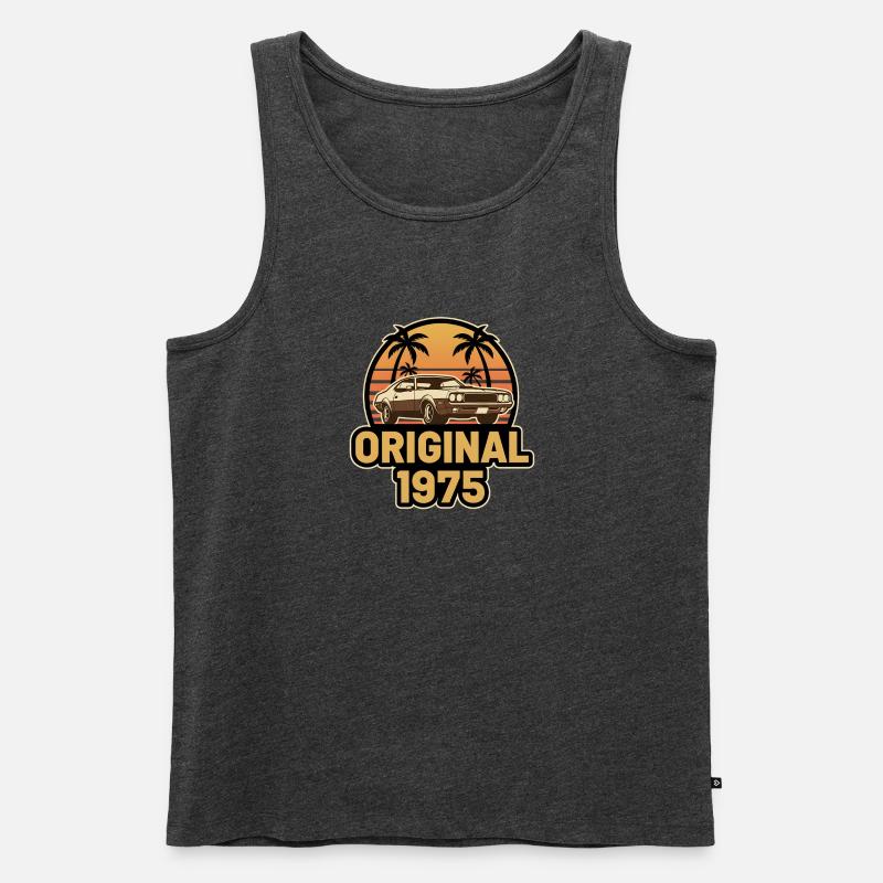 Original 1975 Retro Auto Sunset - Männer Premium Bio Tank Top - Anthrazit meliert