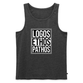 Logos Ethos Pathos Rhetoric Philosophy Student - Men's Premium Organic Tank Top - heather anthracite - Front - AI Model Male 178 light (178cm)