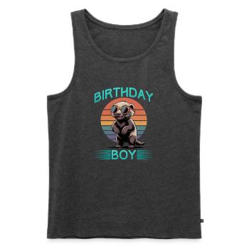 Funny Honey Badger - Männer Premium Bio Tank Top - Anthrazit meliert - Vorne - AI Model Male 178 light (178cm)