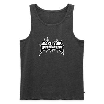 Make Lying Wrong Again Political Statement Shirt - Men's Premium Organic Tank Top - heather anthracite - Front - Michal (187cm)