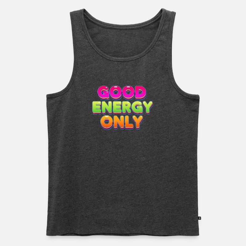 Good Energy Buntes Retro Statement Design - Männer Premium Bio Tank Top - Anthrazit meliert