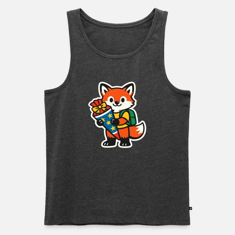 Fuchs mit Geschenk und Rucksack Einschulung - Männer Premium Bio Tank Top - Anthrazit meliert