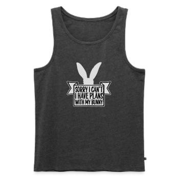 Sorry I Can't I Have Plans With My Bunny Hase Logo - Männer Premium Bio Tank Top - Anthrazit meliert - Vorne - AI Model Male 178 light (178cm)