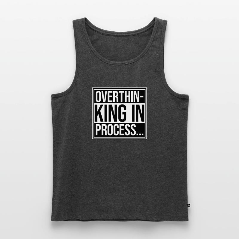 Overthinking In Process Funny Brooding Saying Logo Men's Premium Organic Tank Top