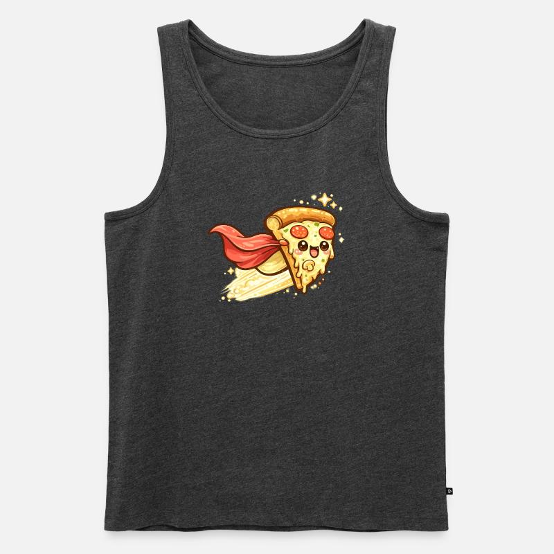 Pizzaheld mit Cape - Männer Premium Bio Tank Top - Anthrazit meliert