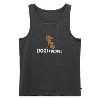Dogs Over People Dog Funny Antisocial Saying - Men's Premium Organic Tank Top - heather anthracite - Front - Michal (187cm)