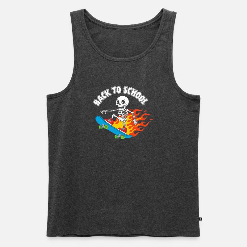 Back to School Skeleton Skate - Männer Premium Bio Tank Top - Anthrazit meliert