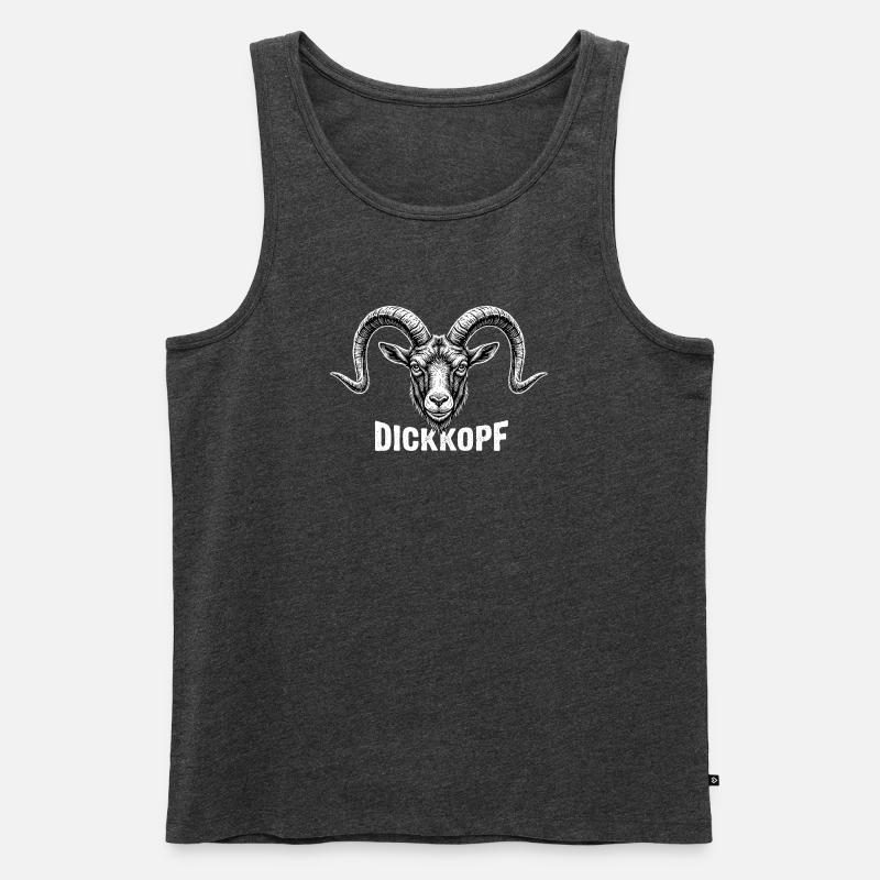 Dickkopf – Widder mit Charakter - Männer Premium Bio Tank Top - Anthrazit meliert