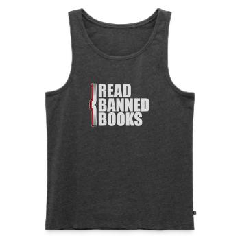 Read Banned Books Verbotene Bücher Lesen Freiheit - Men's Premium Organic Tank Top - heather anthracite - Front - AI Model Male 178 light (178cm)