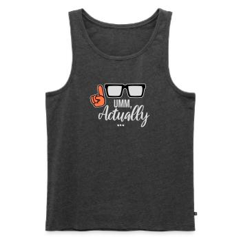 Um Actually Lustig Nerd Klugscheißer Spruch Logo - Männer Premium Bio Tank Top - Anthrazit meliert - Vorne - AI Model Male 178 light (178cm)