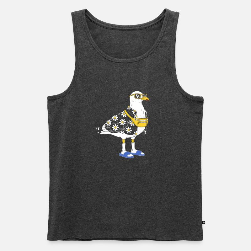 Gänseblümchen-Seemöwe im Sommerlook - Männer Premium Bio Tank Top - Anthrazit meliert