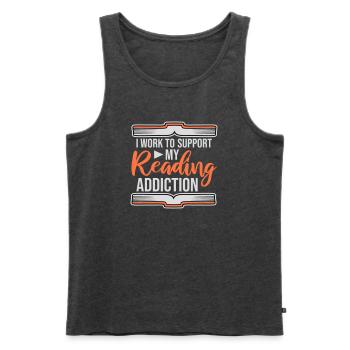 I Work To Support My Reading Addiction Books Logo - Men's Premium Organic Tank Top - heather anthracite - Front - AI Model Male 178 light (178cm)