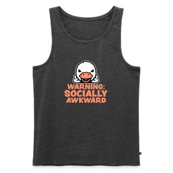 Warning Socially Awkward Ente Mittelfinger Vogel - Männer Premium Bio Tank Top - Anthrazit meliert - Vorne - Michal (187cm)