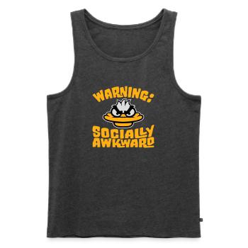 Ente Warning Socially Awkward Sozial Unbeholfen - Männer Premium Bio Tank Top - Anthrazit meliert - Vorne - AI Model Male 178 light (178cm)