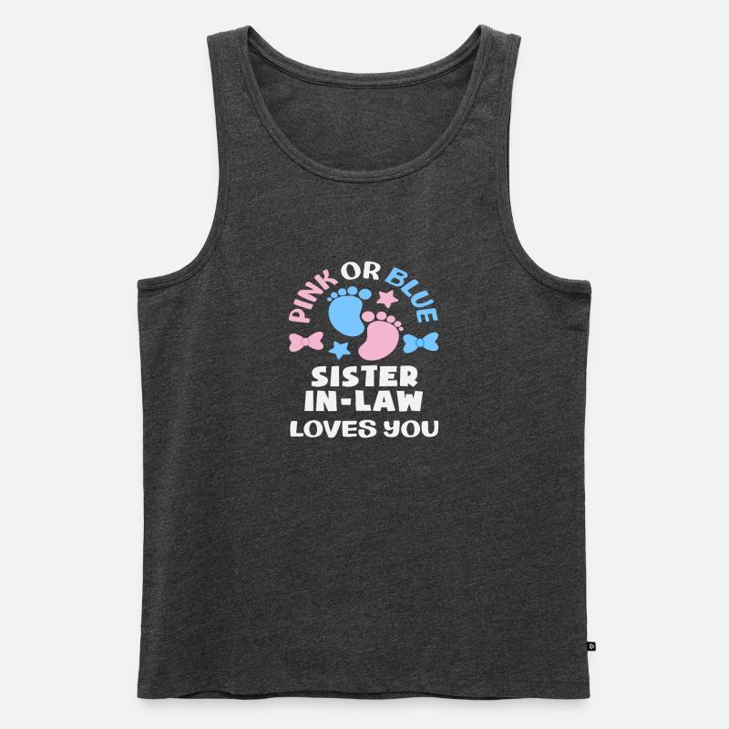 Pink Oder Blau Stiefschwester Gender Reveal - Männer Premium Bio Tank Top - Anthrazit meliert