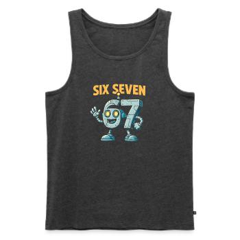 Six Seven 67 Robot Robot Brainrot italien Humour - Débardeur bio Premium Homme - anthracite chiné - Devant - Michal (187cm)