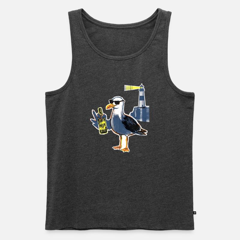 Coole Möwe Leuchtturm Bier - Männer Premium Bio Tank Top - Anthrazit meliert