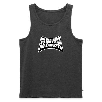 No Whining No Quitting No Excuses Gym Motivation - Männer Premium Bio Tank Top - Anthrazit meliert - Vorne - AI Model Male 178 light (178cm)
