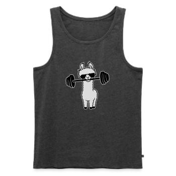 Cool Lama Gewichtheber Langhantel Sonnenbrille Gym - Männer Premium Bio Tank Top - Anthrazit meliert - Vorne - AI Model Male 178 light (178cm)