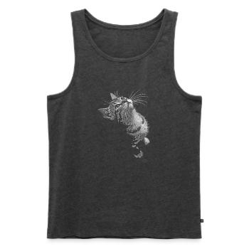 Grayscale Cat Purring Look - Men's Premium Organic Tank Top - heather anthracite - Front - Michal (187cm)