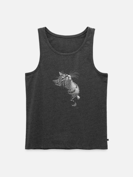 Graustufen Katzenschnurrer Blick - Männer Premium Bio Tank Top - Anthrazit meliert