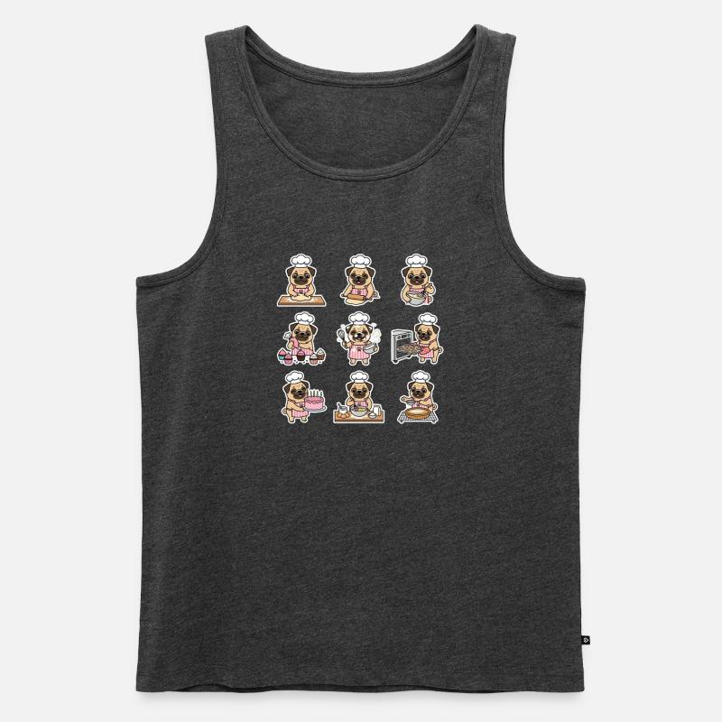 Lustiger Mops Baecker Backen Konditor - Männer Premium Bio Tank Top - Anthrazit meliert
