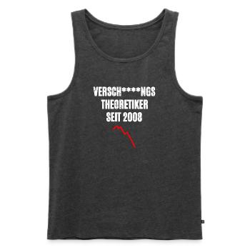 Verschwörungstheoretiker Wirtschaft - Männer Premium Bio Tank Top - Anthrazit meliert - Vorne - AI Model Male 178 light (178cm)