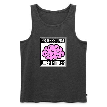 Professional Overthinker Lustig Grübeln Angst Logo - Männer Premium Bio Tank Top - Anthrazit meliert - Vorne - AI Model Male 178 light (178cm)