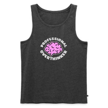 Professional Overthinker Funny Brooding Anxiety Logo - Men's Premium Organic Tank Top - heather anthracite - Front - AI Model Male 178 light (178cm)