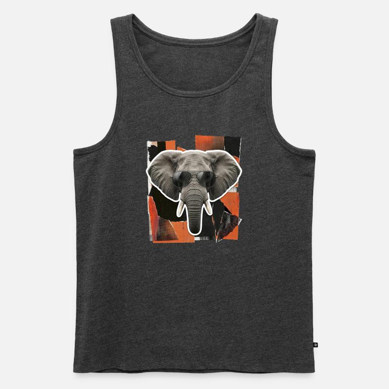 Elefant Sonnenbrille Risographie - Männer Premium Bio Tank Top - Anthrazit meliert