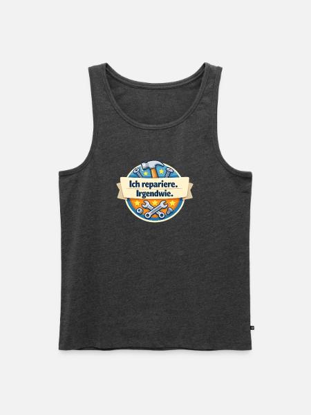 Ich repariere. Irgendwie. - Männer Premium Bio Tank Top - Anthrazit meliert
