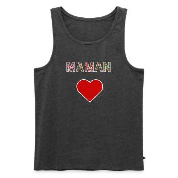 Maman Fleurie Cœur Cadeau Fête des Mères - Débardeur bio Premium Homme - anthracite chiné - Devant - Michal (187cm)