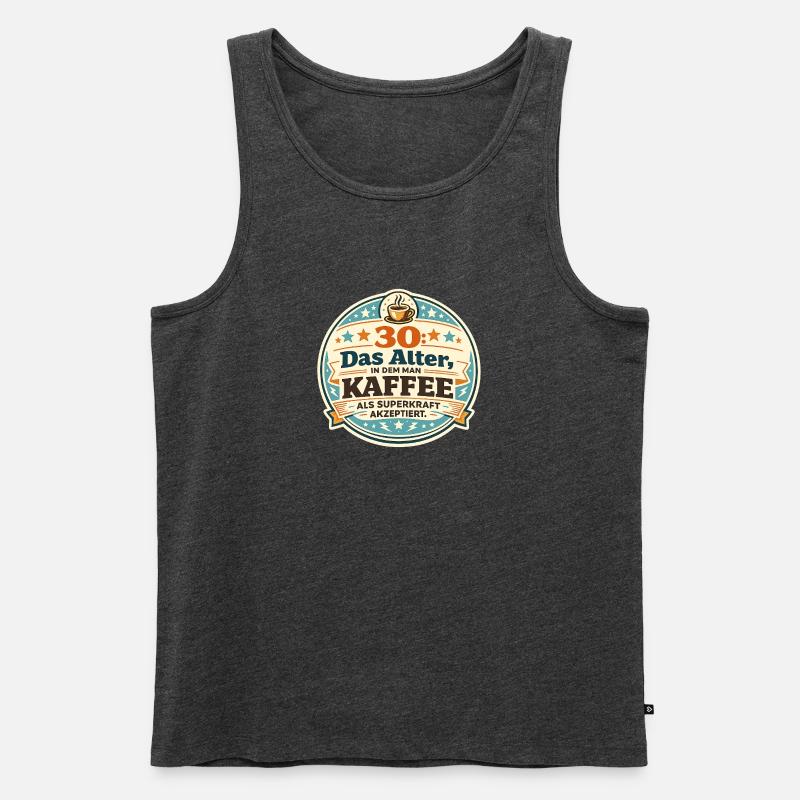 30 Das Alter Kaffee Superkraft - Männer Premium Bio Tank Top - Anthrazit meliert