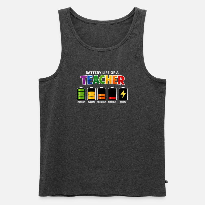 Akkulaufzeit eines Lehrers - Männer Premium Bio Tank Top - Anthrazit meliert