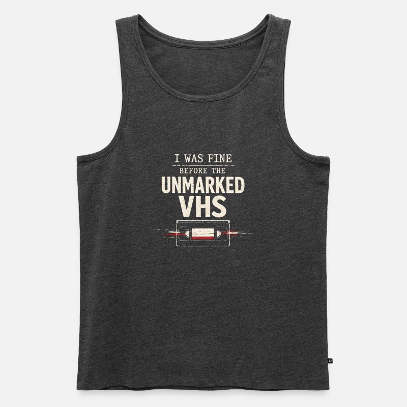 Verdächtige Videokassette | Retro Horror - Männer Premium Bio Tank Top - Anthrazit meliert