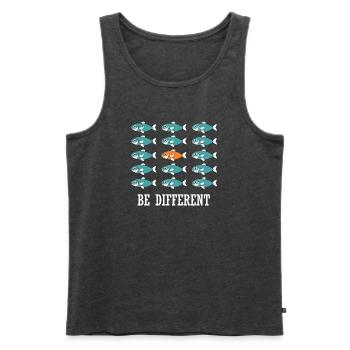 Être différents et uniques Poissons nageurs - Débardeur bio Premium Homme - anthracite chiné - Devant - Michal (187cm)