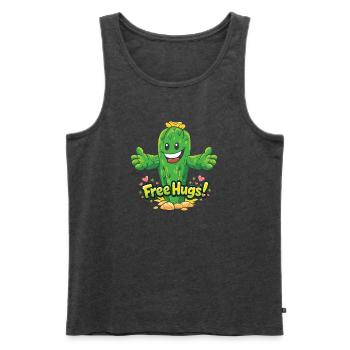 Cactus Free Hugs Funny Cartoon - Men's Premium Organic Tank Top - heather anthracite - Front - Michal (187cm)