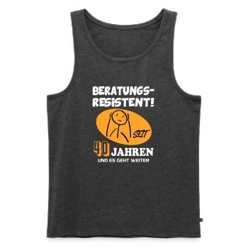 Comic Geburtstag 40 Jahre Happy Birthday - Männer Premium Bio Tank Top - Anthrazit meliert - Vorne - Michal (187cm)