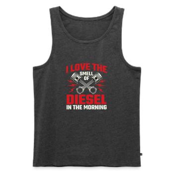 Ich liebe den Geruch von Diesel – Kfz-Mechaniker-Humor - Männer Premium Bio Tank Top - Anthrazit meliert - Vorne - Michal (187cm)