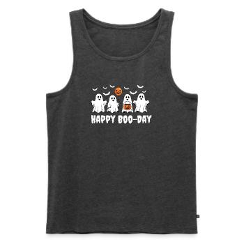 Happy Boo-Day – Geister zum Halloween-Geburtstag - Männer Premium Bio Tank Top - Anthrazit meliert - Vorne - Michal (187cm)