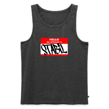 STABIL - HELLO HIP HOP - Männer Premium Bio Tank Top - Anthrazit meliert - Vorne - Michal (187cm)