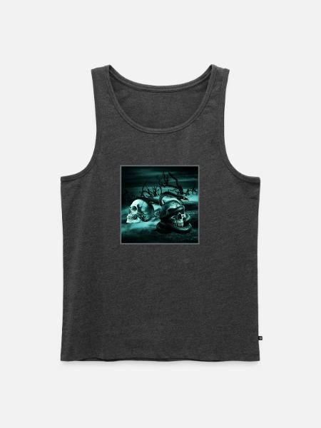 Swamp Goth Totenkopf Sumpf Graphic Tee - Männer Premium Bio Tank Top - Anthrazit meliert