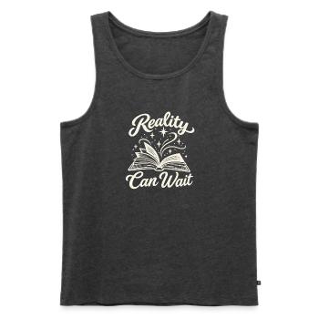 Die Realität kann warten – lustiges Lese-T-Shirt für Buch - Männer Premium Bio Tank Top - Anthrazit meliert - Vorne - Michal (187cm)