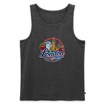 London - Great Britain - GB - Männer Premium Bio Tank Top - Anthrazit meliert - Vorne - Michal (187cm)