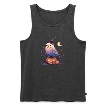 Wellensittich Halloween - Männer Premium Bio Tank Top - Anthrazit meliert - Vorne - Michal (187cm)