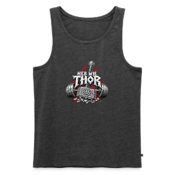 Heb wie Thor Fitness | Noventra - Männer Premium Bio Tank Top - Anthrazit meliert - Vorne - Michal (187cm)