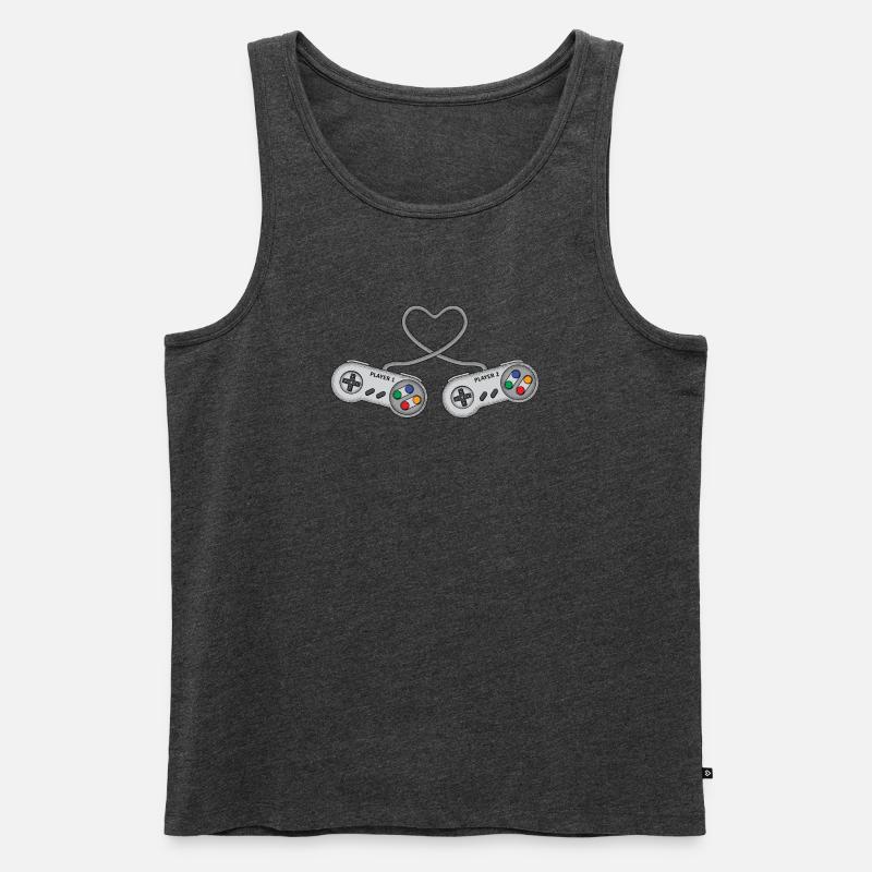 DreamTeam Controller A Gaming Game Konsole - Männer Premium Bio Tank Top - Anthrazit meliert